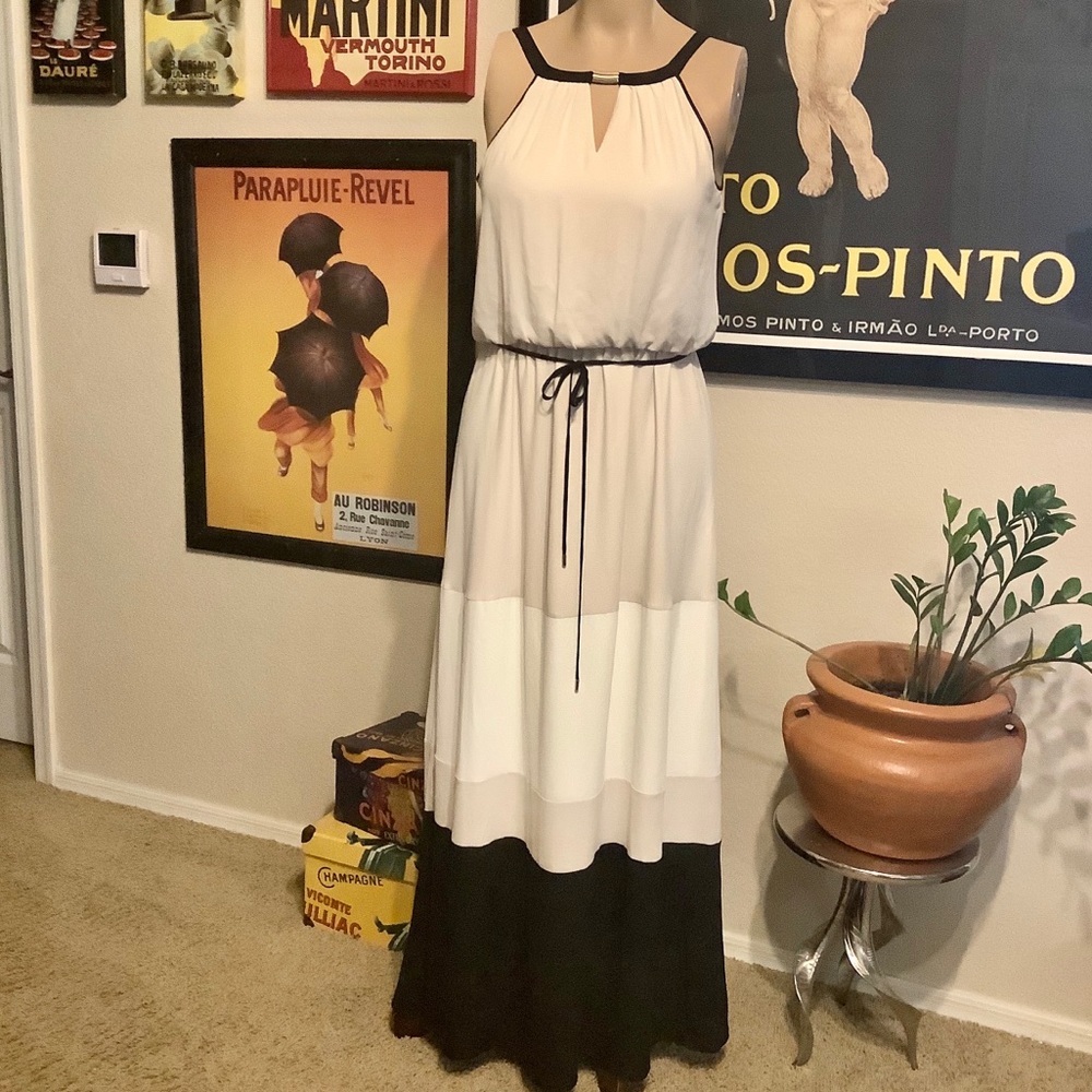 White House Black Market Black and White Maxi Dress